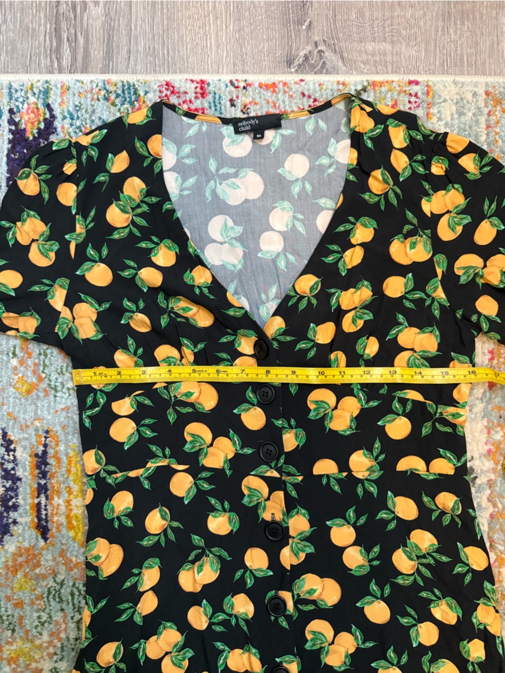 Nobody's Child Alexa Midi Dress - Orange Citrus Print - Size 10 - Picture 4 of 4